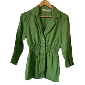 It’s a New Vision linen Vibrant Green Fitted Blazer with cinched Waist medium